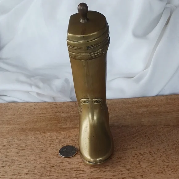 Vintage Brass Riding Boot. Door Stop, Bookend. Equestrian Decor, Ralph Lauren - Picture 5 of 11